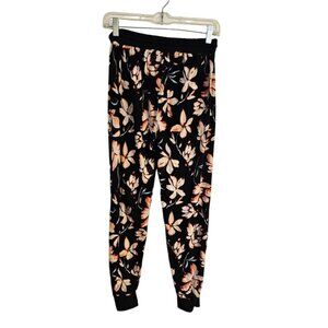 Indero floral jogger size XL black pink‎ drawstring elastic waist